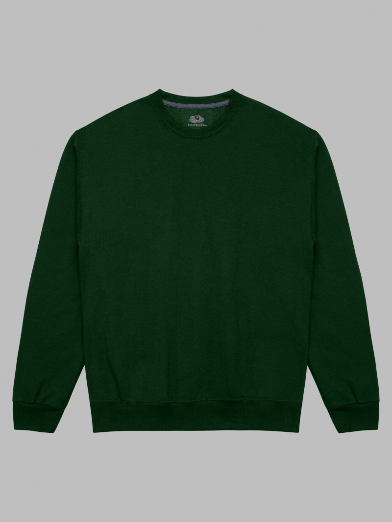 Duffle Bag Green Fruit Of The Loom EverSoft® Fleece Crew Men's Sweatshirt | FLM251839