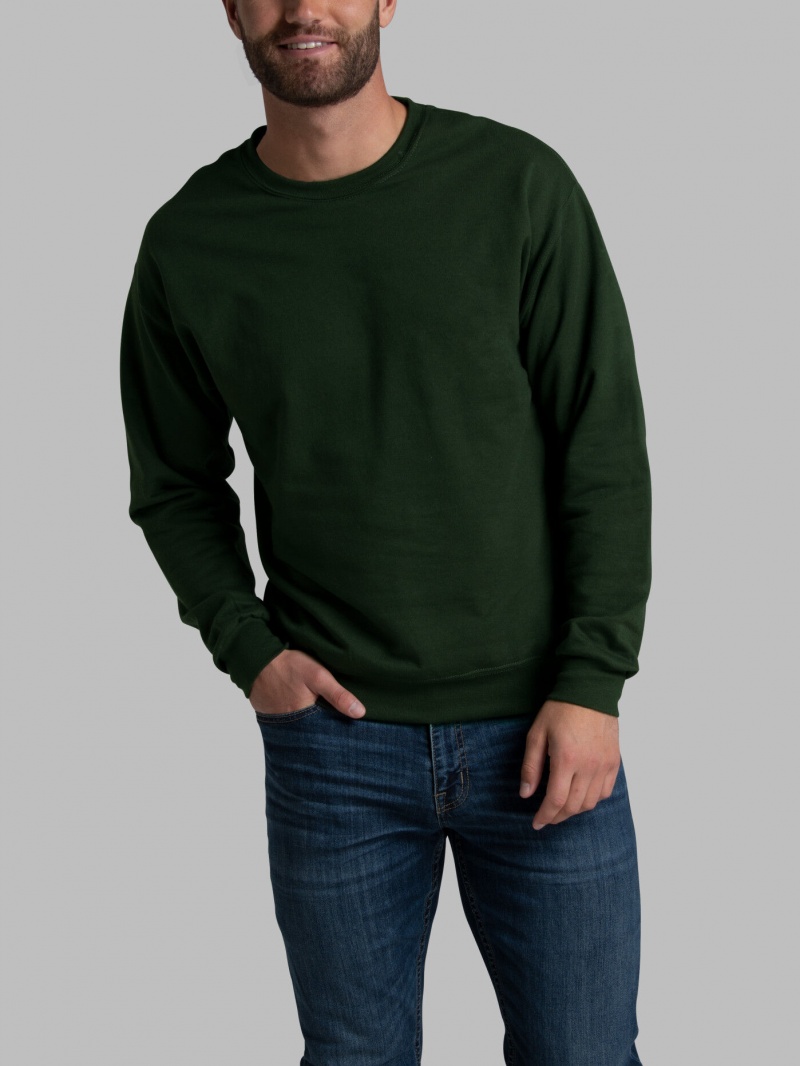 Duffle Bag Green Fruit Of The Loom EverSoft® Fleece Crew Men's Sweatshirt | FLM251839