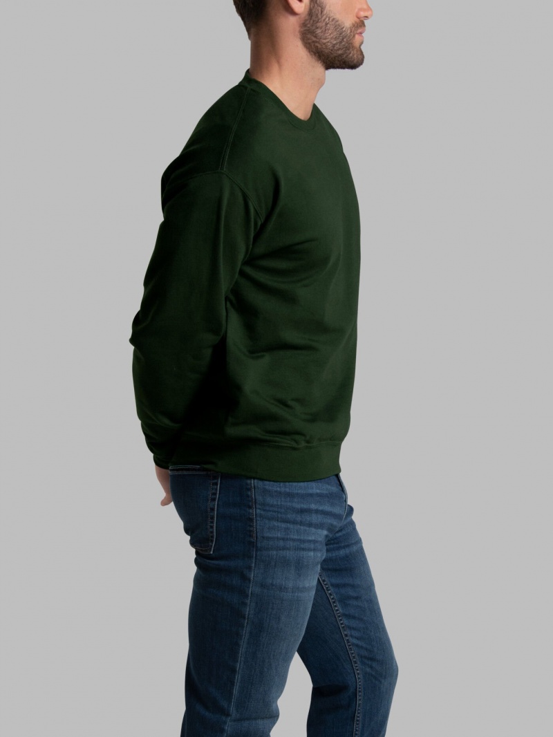 Duffle Bag Green Fruit Of The Loom EverSoft® Fleece Crew Men's Sweatshirt | FLM251839