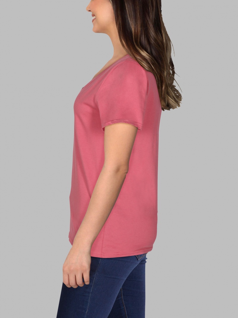 Ginger Zinger Fruit Of The Loom Crafted Comfort Artisan Tee™ V-Neck Women's T Shirts | KQP953826