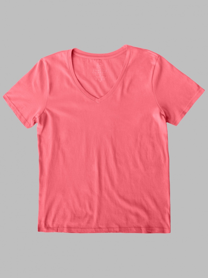 Ginger Zinger Fruit Of The Loom Crafted Comfort Artisan Tee™ V-Neck Women\'s T Shirts | KQP953826