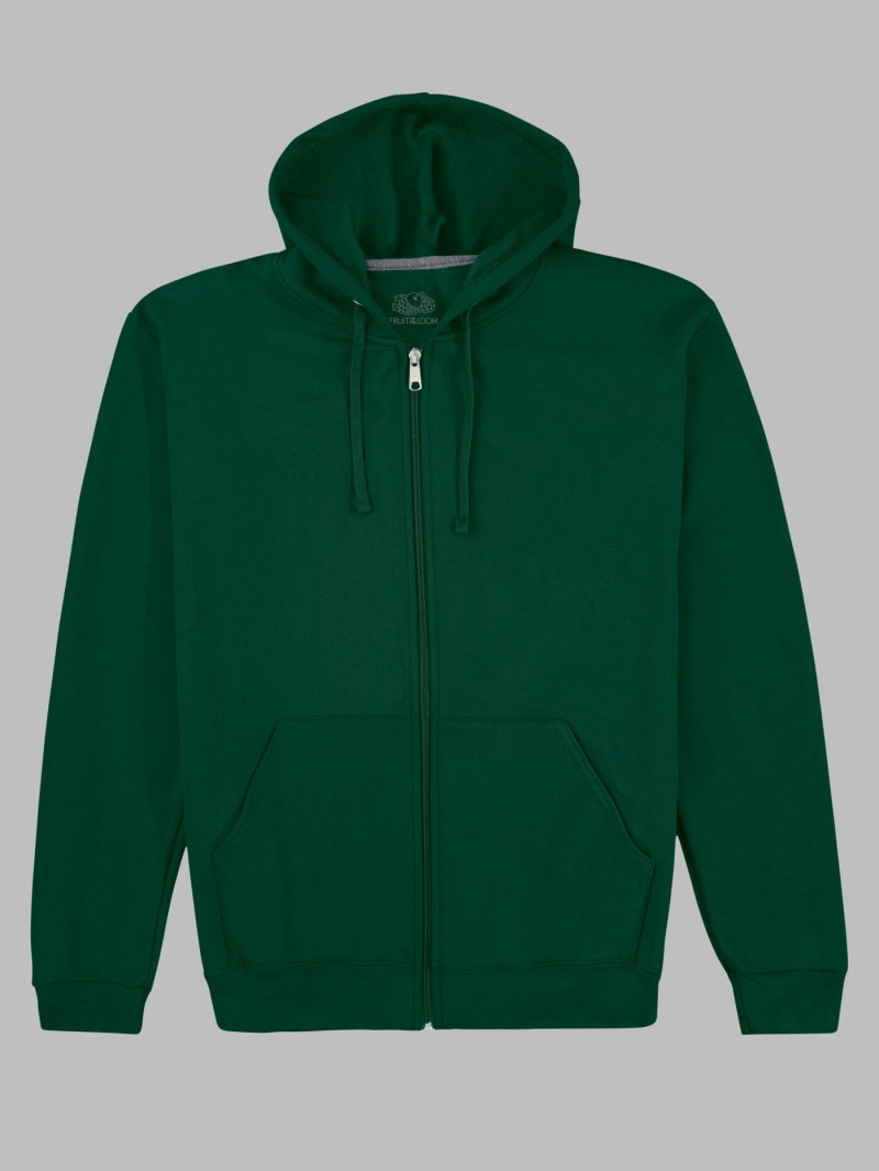 Green Fruit Of The Loom EverSoft® Fleece Full Zip, Extended Sizes Women's Hoodie | DZE460395