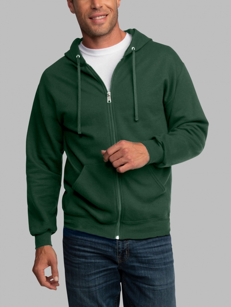 Green Fruit Of The Loom EverSoft® Fleece Full Zip, Extended Sizes Women's Hoodie | DZE460395