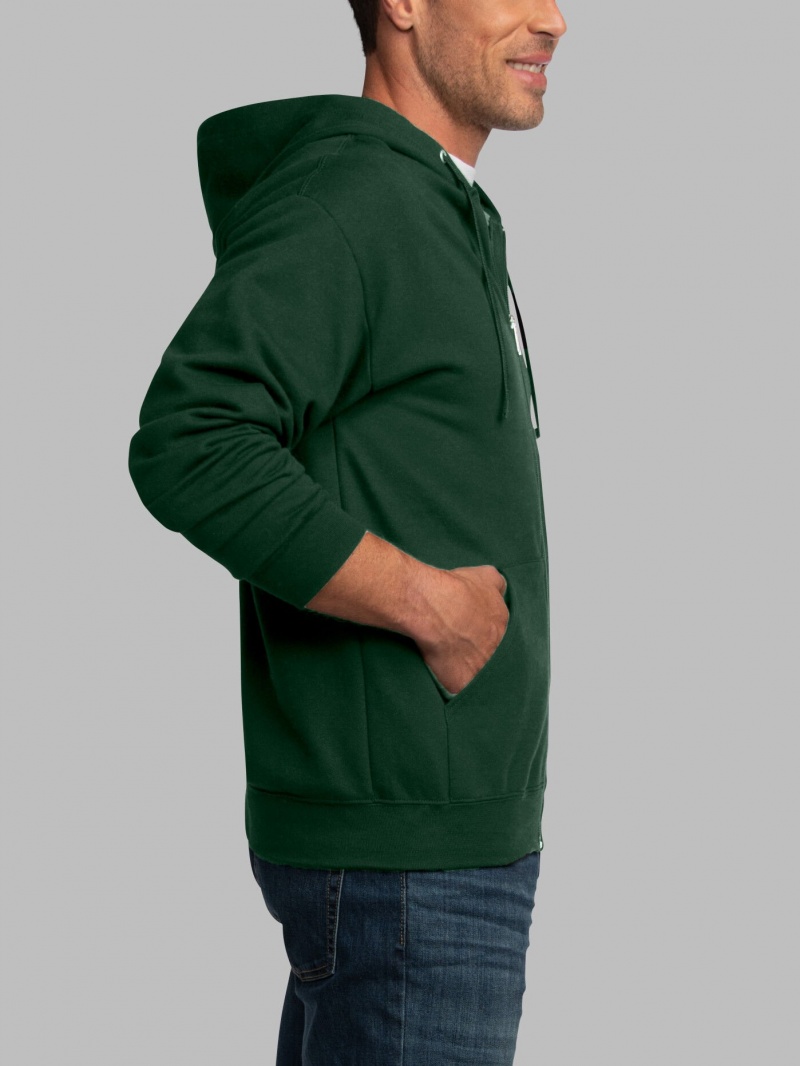 Green Fruit Of The Loom EverSoft® Fleece Full Zip, Extended Sizes Women's Hoodie | DZE460395