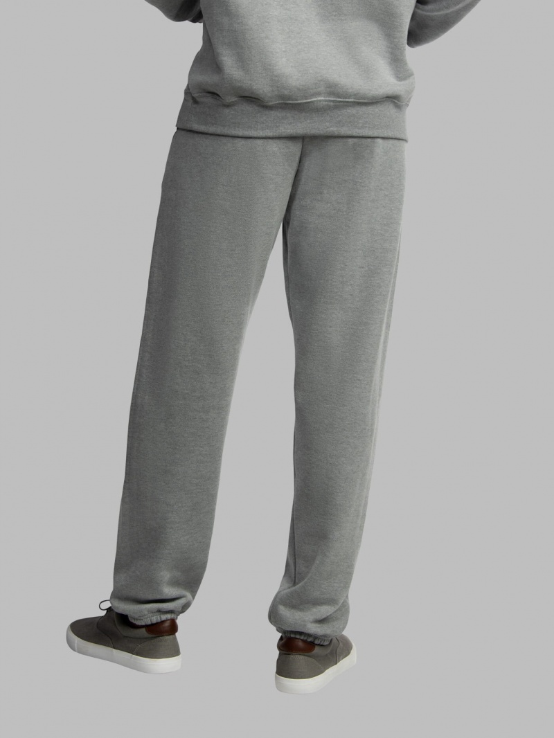 Grey Fruit Of The Loom EverSoft® Fleece Elastic Bottom Men's Sweatpants | QST380754