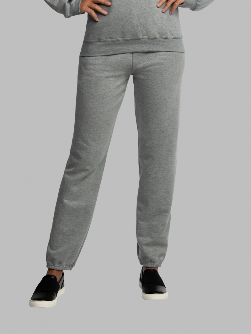 Grey Fruit Of The Loom EverSoft® Fleece Elastic Bottom Men's Sweatpants | QST380754