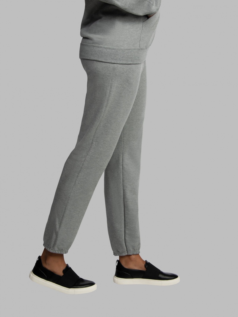 Grey Fruit Of The Loom EverSoft® Fleece Elastic Bottom Men's Sweatpants | QST380754