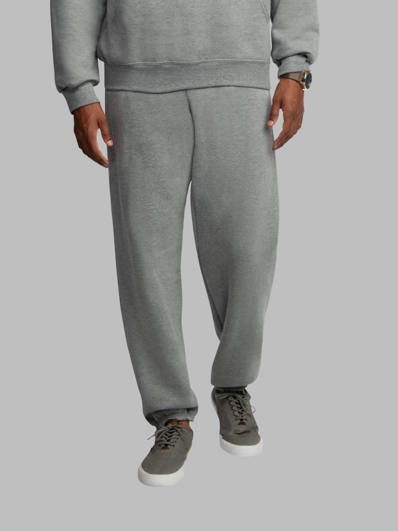 Grey Fruit Of The Loom EverSoft® Fleece Elastic Bottom, Extended Sizes Men's Sweatpants | BLW596370