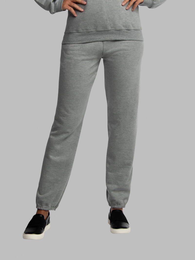 Grey Fruit Of The Loom EverSoft® Fleece Elastic Bottom, Extended Sizes Men's Sweatpants | BLW596370