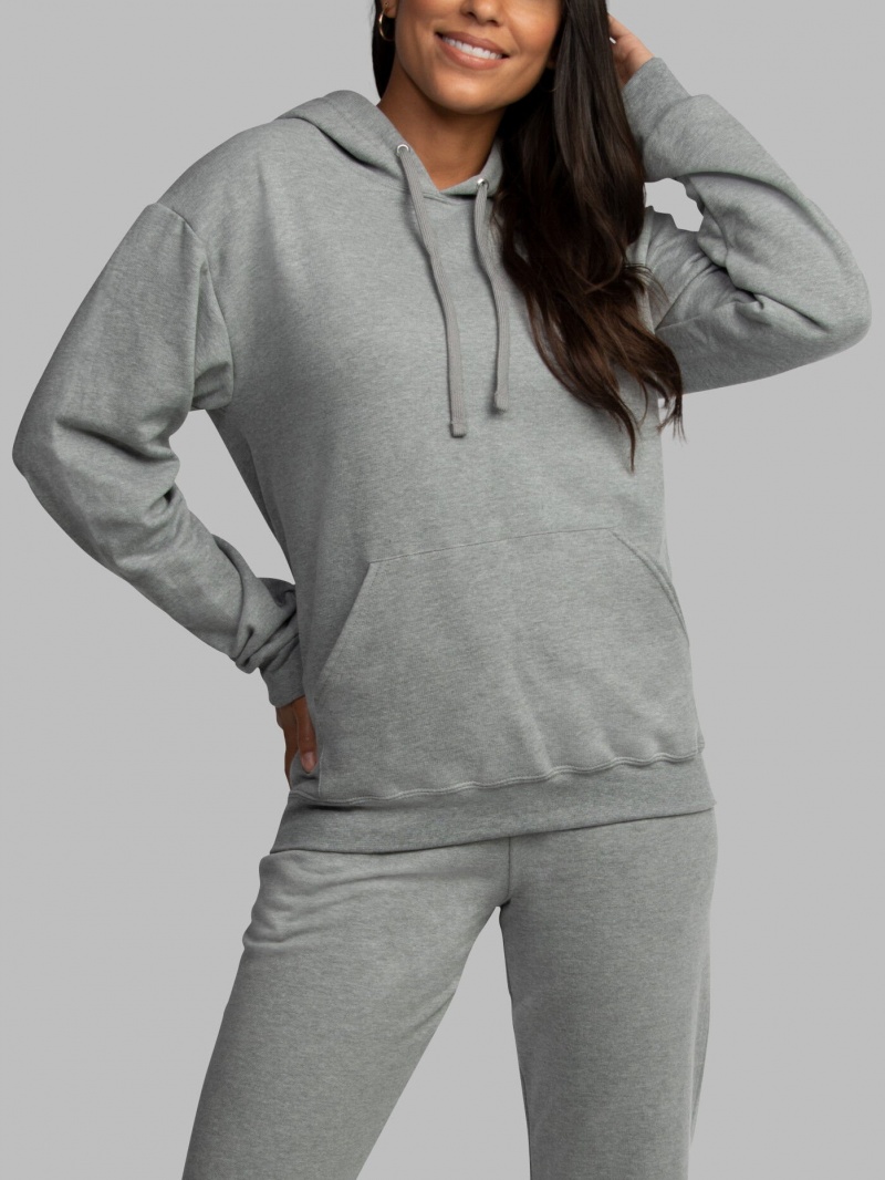 Grey Fruit Of The Loom EverSoft® Fleece Pullover, Extended Sizes Women's Hoodie | GKF578490