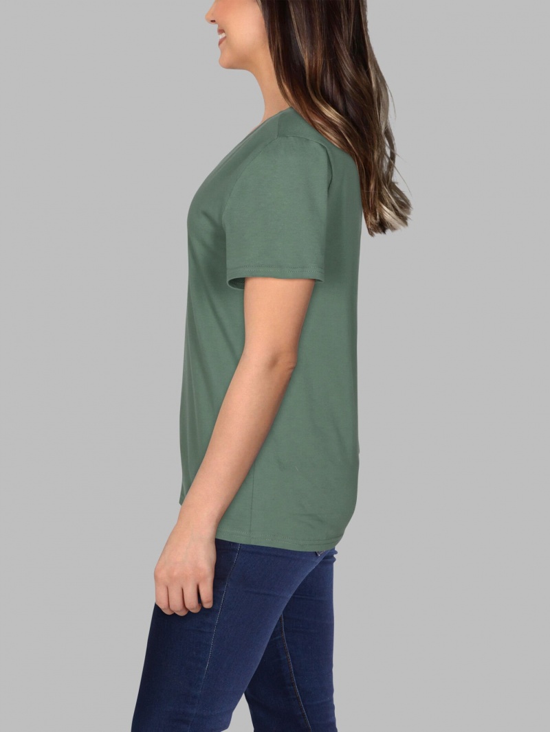 Hedge Fruit Of The Loom Crafted Comfort Artisan Tee™ Crew Women's T Shirts | BUE531672