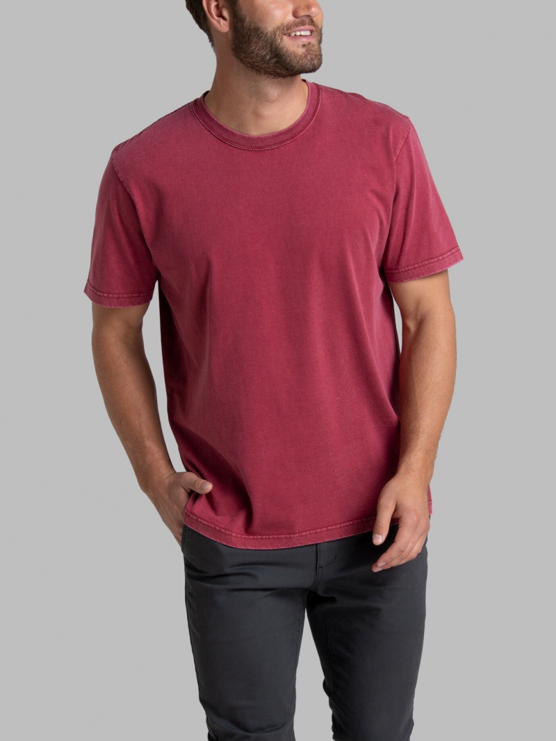 Iron Red Fruit Of The Loom Garment Dyed Crew Men's T Shirts | VRH523179