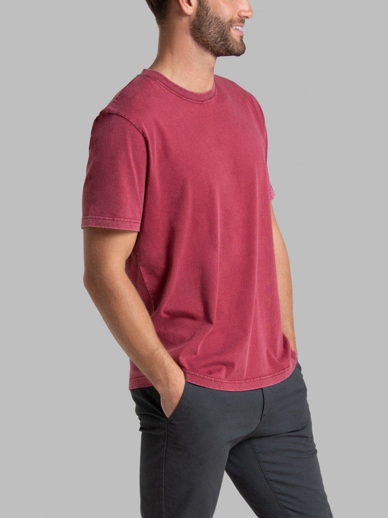 Iron Red Fruit Of The Loom Garment Dyed Crew Men's T Shirts | VRH523179