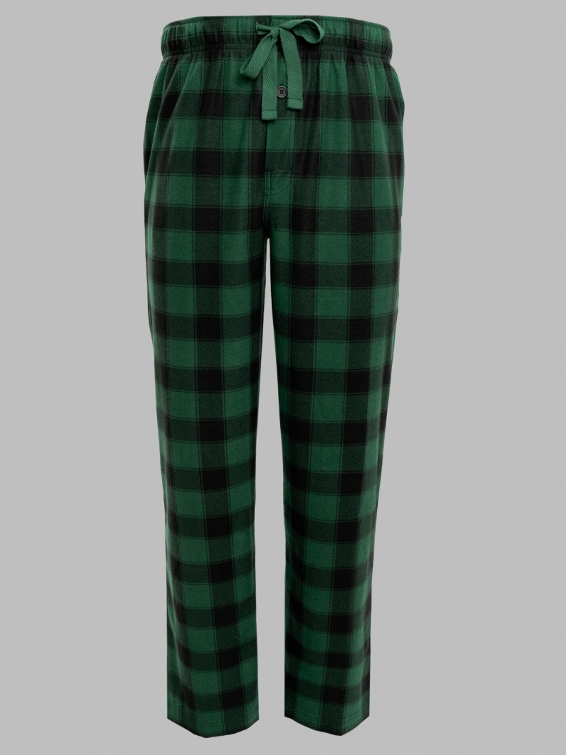 Jolly/Green Buffalo Check Fruit Of The Loom Holiday Plaid Microfleece, 2 Pack Men's Sleep Pants | XEG073681