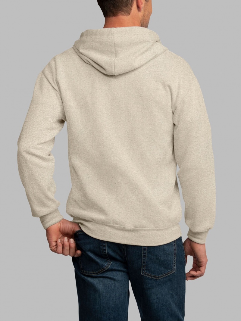 Khaki Fruit Of The Loom EverSoft® Fleece Full Zip Men's Hoodie | JAX417208