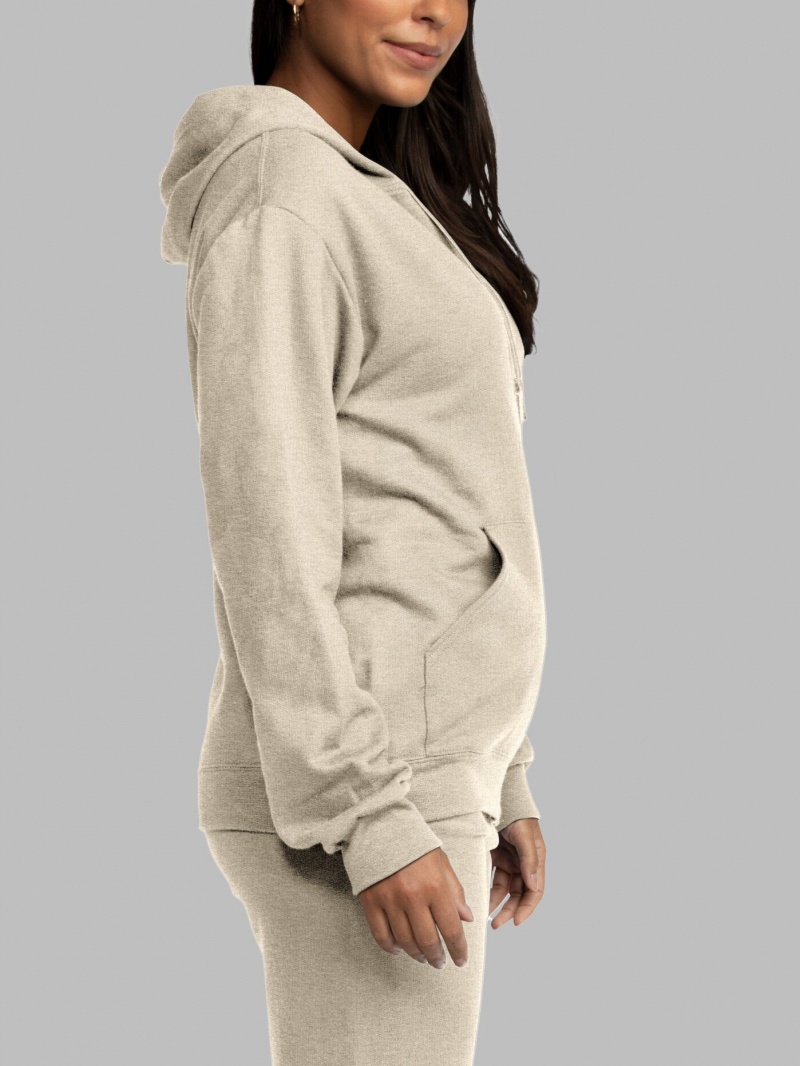 Khaki Fruit Of The Loom EverSoft® Fleece Full Zip Men's Hoodie | JAX417208