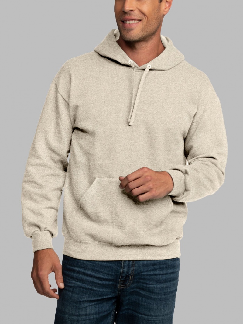 Khaki Fruit Of The Loom EverSoft® Fleece Pullover, Extended Sizes Men's Sweatshirt | OPF924361