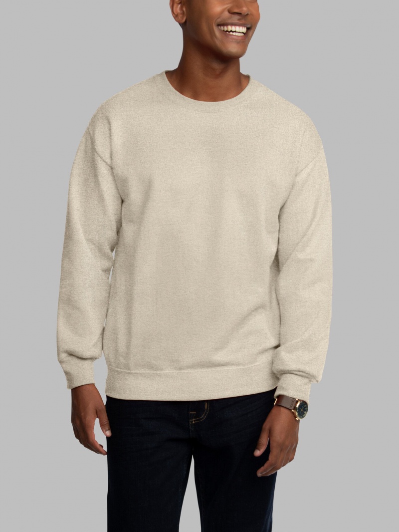 Khaki Fruit Of The Loom EverSoft® Fleece Crew Men's Sweatshirt | VPG962418