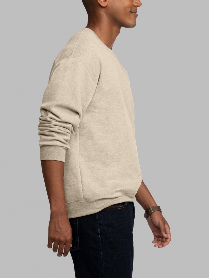 Khaki Fruit Of The Loom EverSoft® Fleece Crew Men's Sweatshirt | VPG962418