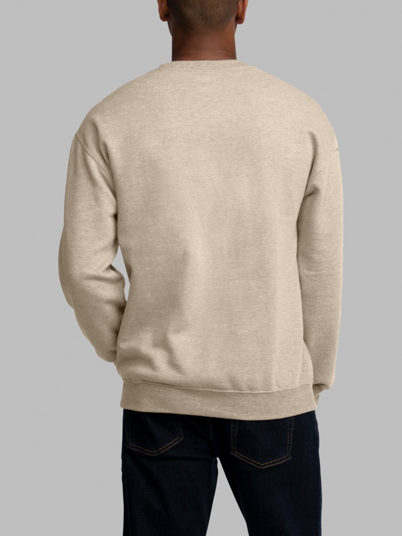 Khaki Fruit Of The Loom EverSoft® Fleece Crew Men's Sweatshirt | VPG962418