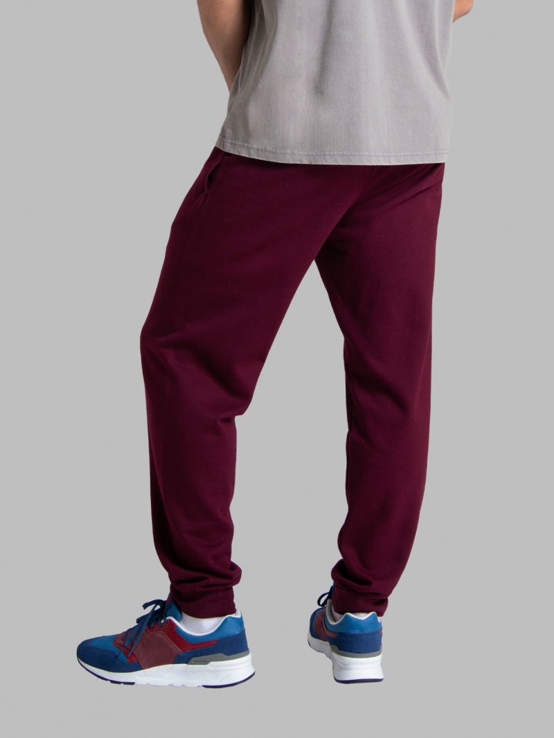 Maroon Fruit Of The Loom Eversoft® Fleece Jogger Men's Sweatpants | VXW978426