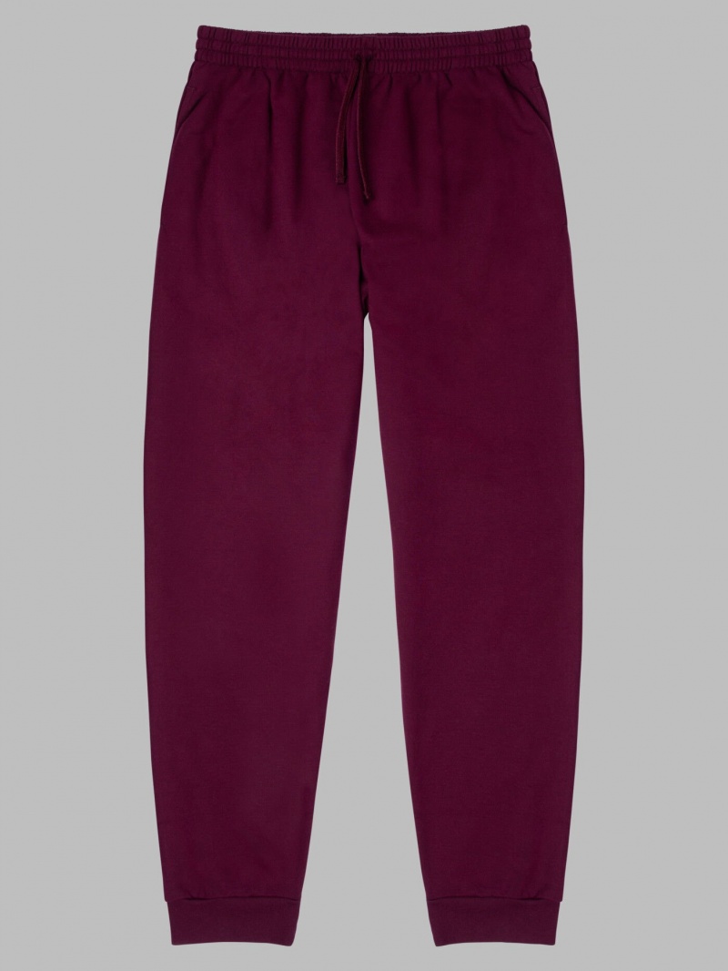 Maroon Fruit Of The Loom Eversoft® Fleece Jogger Men's Sweatpants | DQF824016