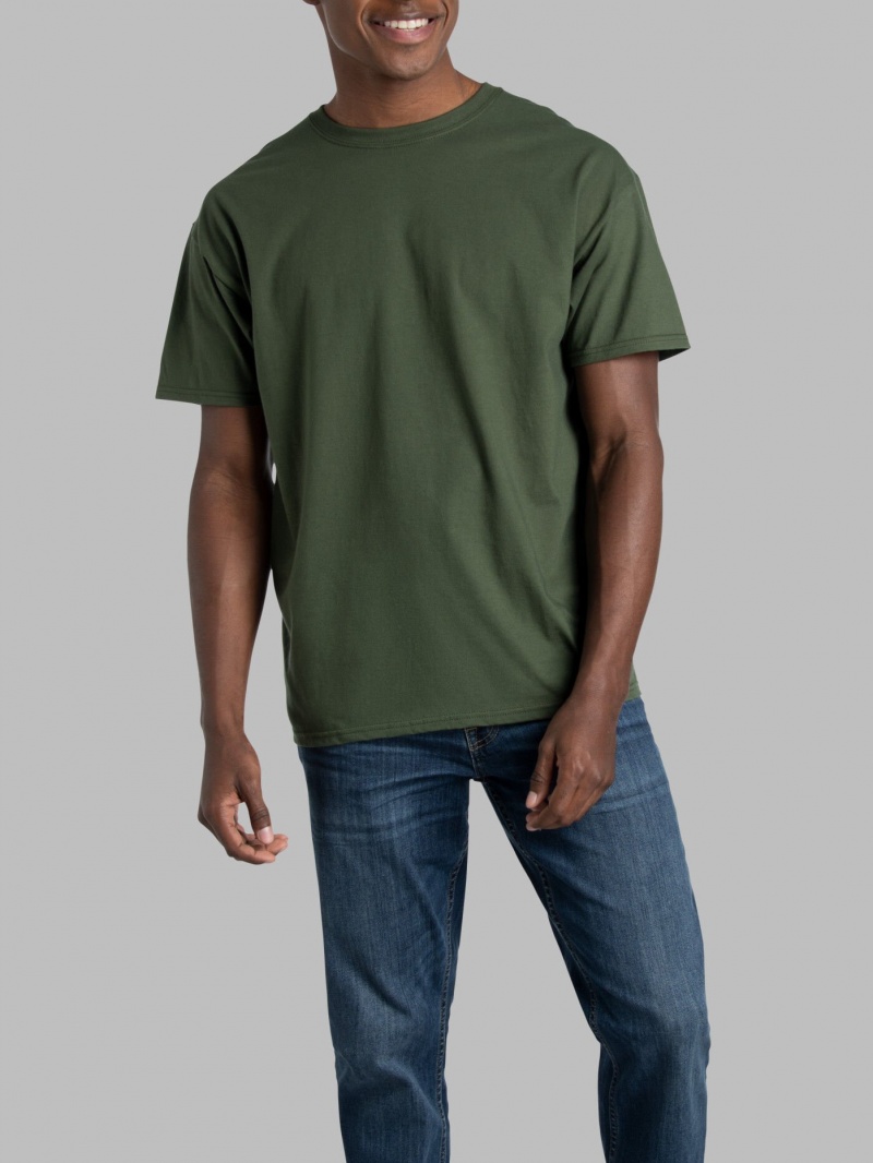 Military Green Fruit Of The Loom Eversoft® Short Sleeve Crew, 2 Pack Men's T Shirts | IBA352047