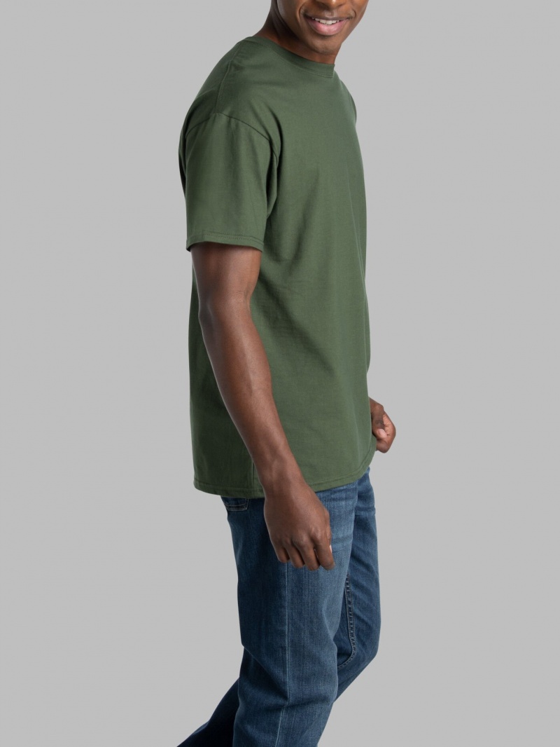 Military Green Fruit Of The Loom Eversoft® Short Sleeve Crew, 2 Pack Men's T Shirts | IBA352047