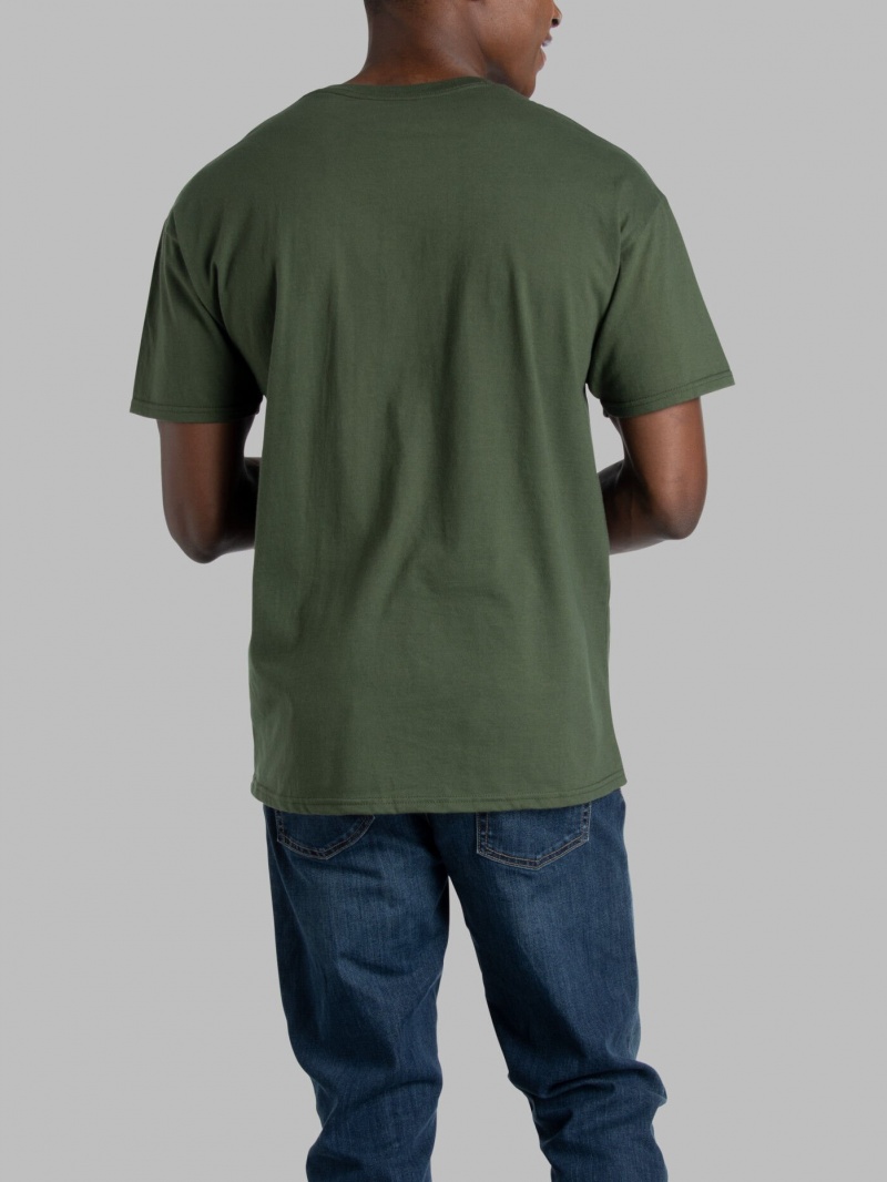 Military Green Fruit Of The Loom Eversoft® Short Sleeve Crew, 2 Pack Men's T Shirts | IBA352047