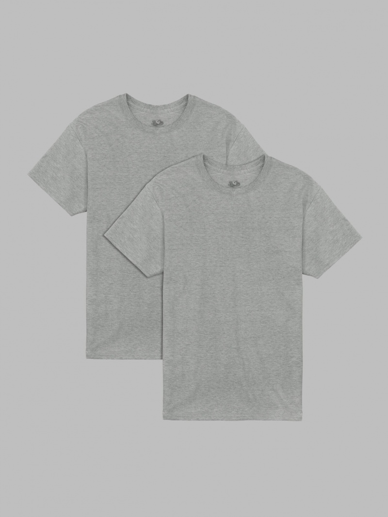 Mineral Grey Fruit Of The Loom Eversoft® Short Sleeve Crew, Extended Sizes 2 Pack Men's T Shirts | YIM906218