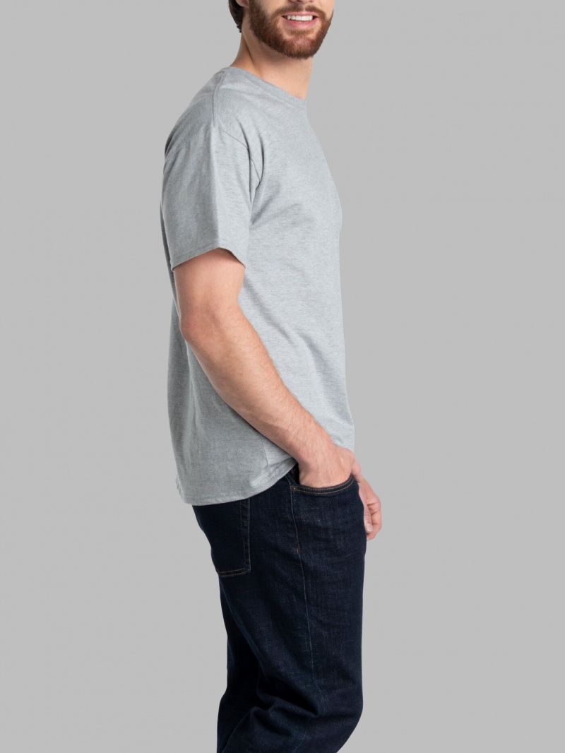 Mineral Grey Fruit Of The Loom Eversoft® Short Sleeve Crew, Extended Sizes 2 Pack Men's T Shirts | YIM906218