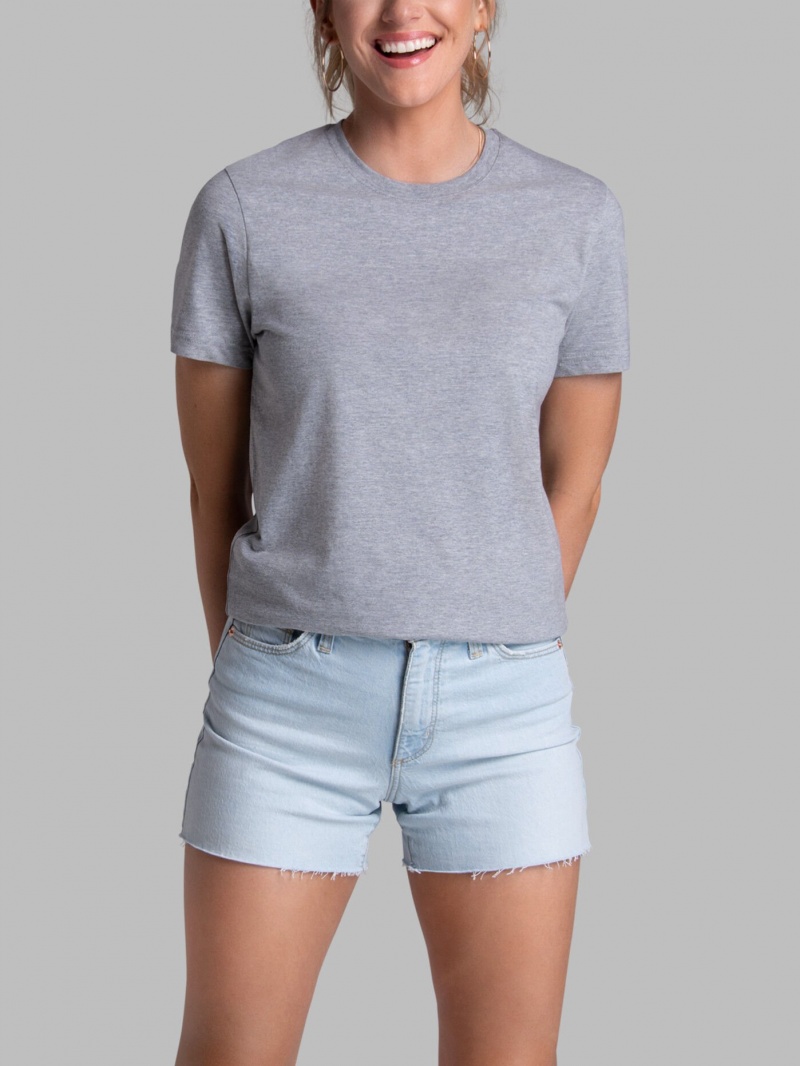 Mineral Grey Fruit Of The Loom Recover™ Short Sleeve Crew Men's T Shirts | NUY439012