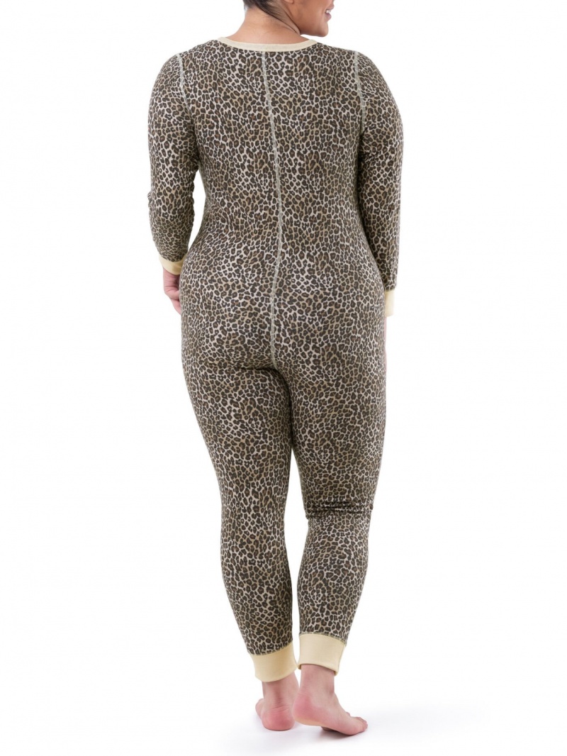 Natural Animal Fruit Of The Loom Waffle Women's Union Suit | HMK674305