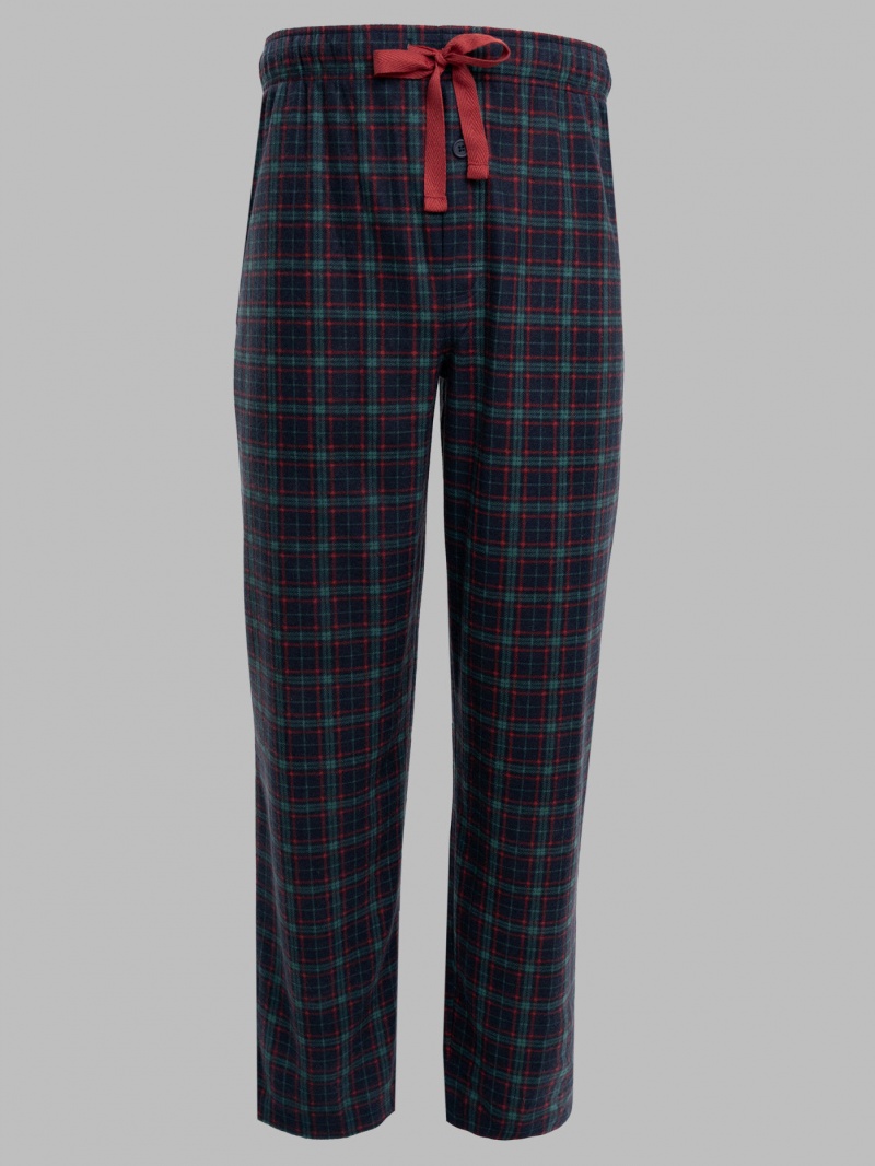 Naughty But Nice/Navy Fruit Of The Loom Holiday Plaid Microfleece, 2 Pack Men's Sleep Pants | TZH437816