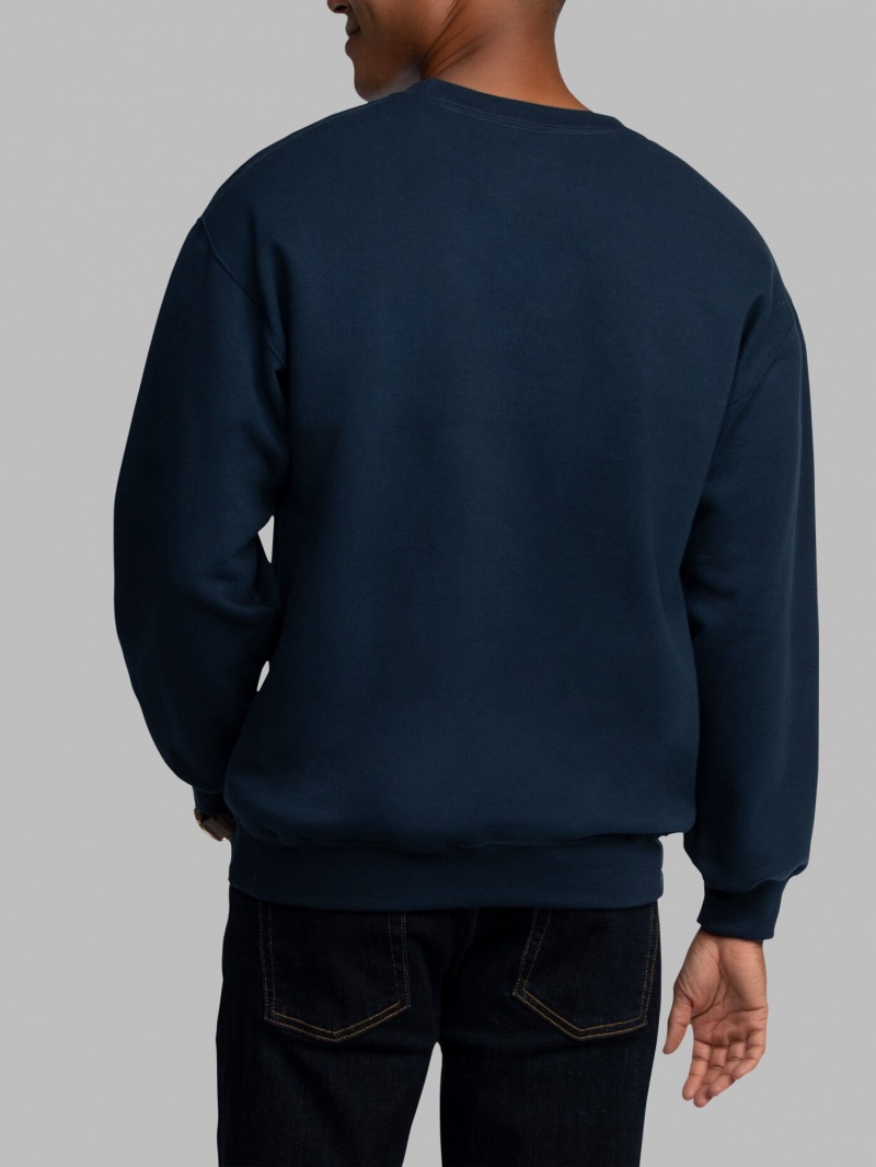 Navy Fruit Of The Loom EverSoft® Fleece Crew, Extended Sizes Men's Sweatshirt | OZV461098