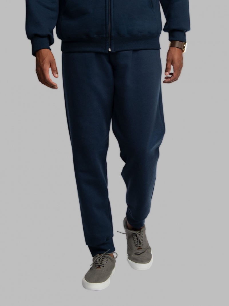 Navy Fruit Of The Loom Eversoft® Fleece Jogger Men's Sweatpants | OVB731492