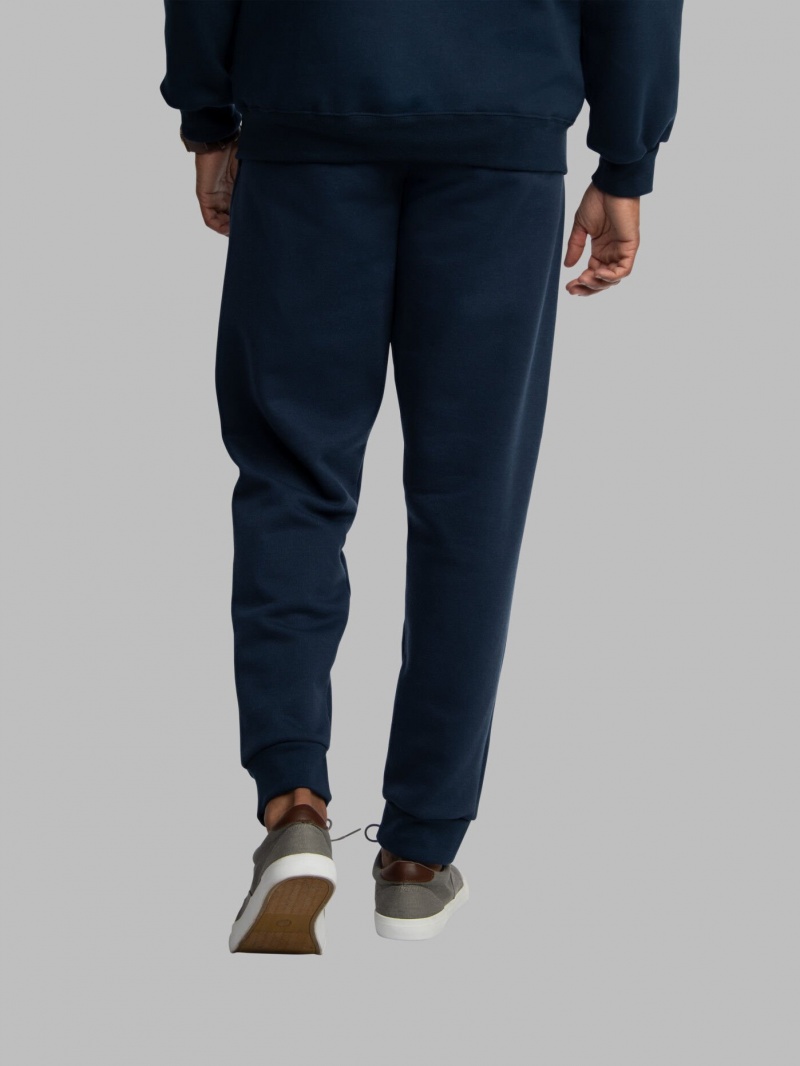 Navy Fruit Of The Loom Eversoft® Fleece Jogger Men's Sweatpants | OVB731492