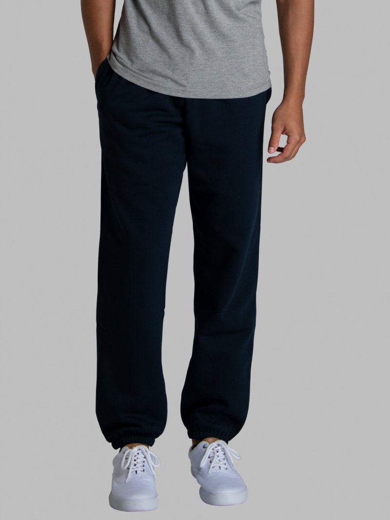 Navy Nights Fruit Of The Loom Crafted Comfort Favorite Fleece Men's Sweatpants | PTH934627