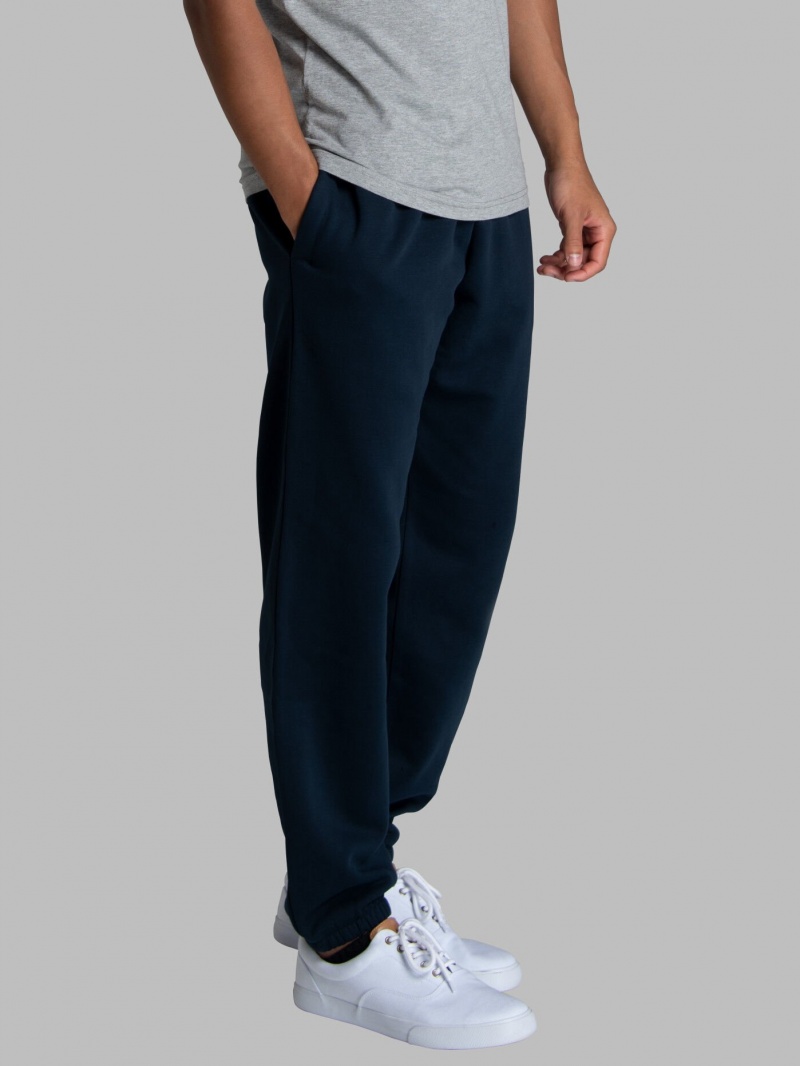 Navy Nights Fruit Of The Loom Crafted Comfort Favorite Fleece Men's Sweatpants | PTH934627