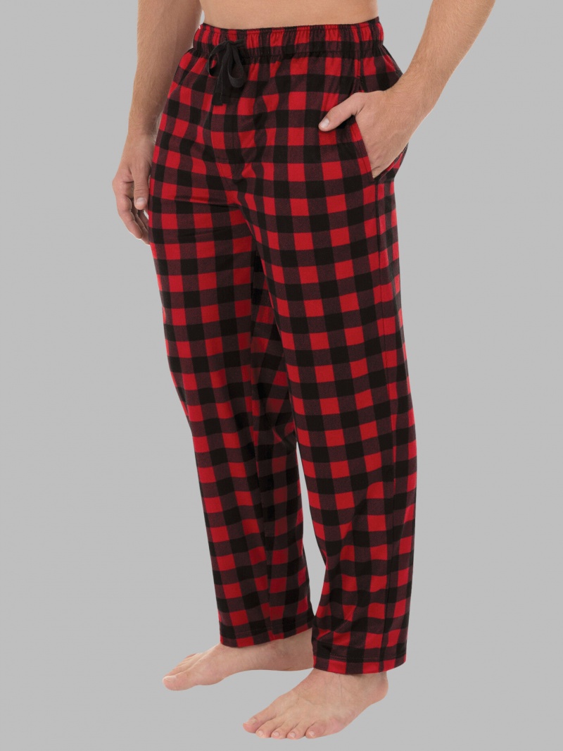 Red/Black Buffalo Fruit Of The Loom Fleece Sleep Lounge Pant Men's Sleep Pants | PRD301659