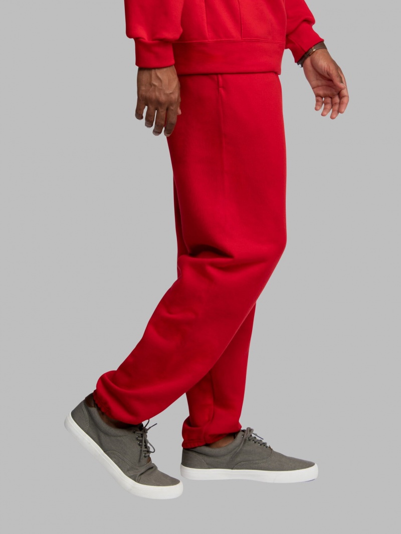 Red Fruit Of The Loom EverSoft® Fleece Elastic Bottom, Extended Sizes Men's Sweatpants | OPS092156