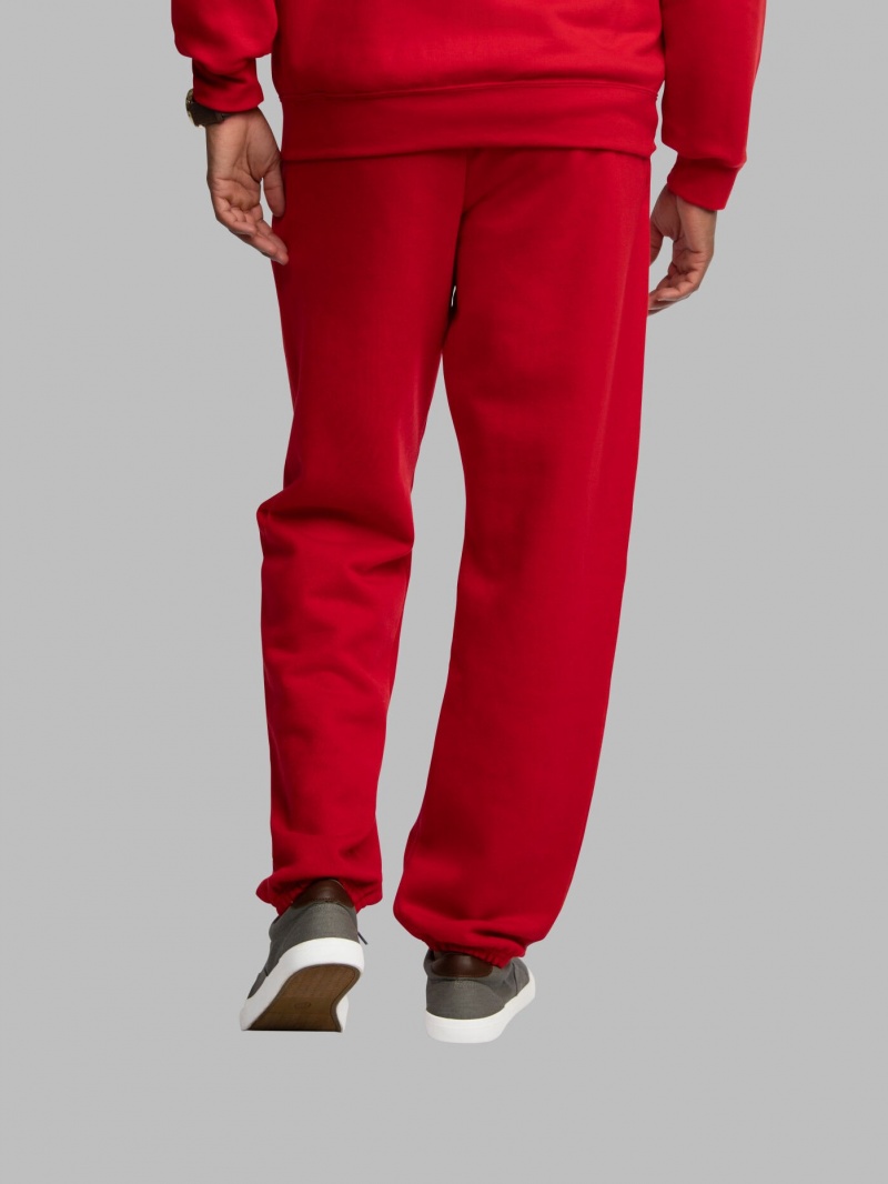 Red Fruit Of The Loom EverSoft® Fleece Elastic Bottom, Extended Sizes Men's Sweatpants | OPS092156