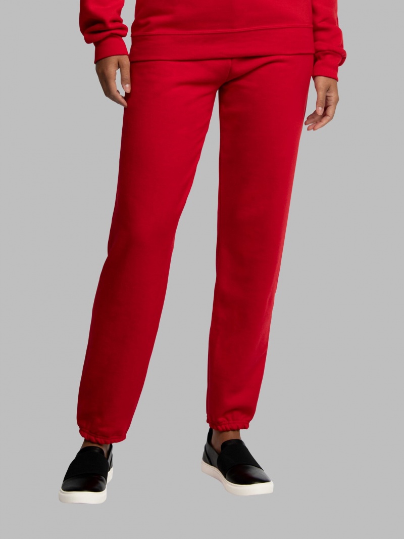 Red Fruit Of The Loom EverSoft® Fleece Elastic Bottom, Extended Sizes Men's Sweatpants | OPS092156