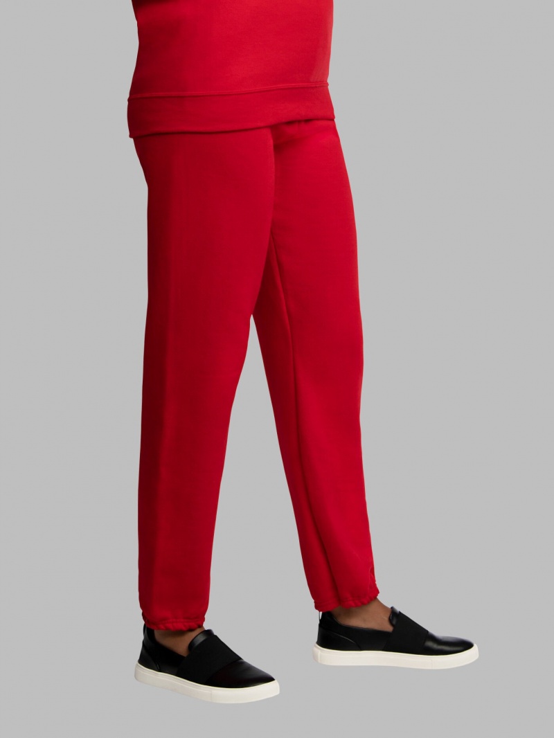 Red Fruit Of The Loom EverSoft® Fleece Elastic Bottom, Extended Sizes Men's Sweatpants | OPS092156