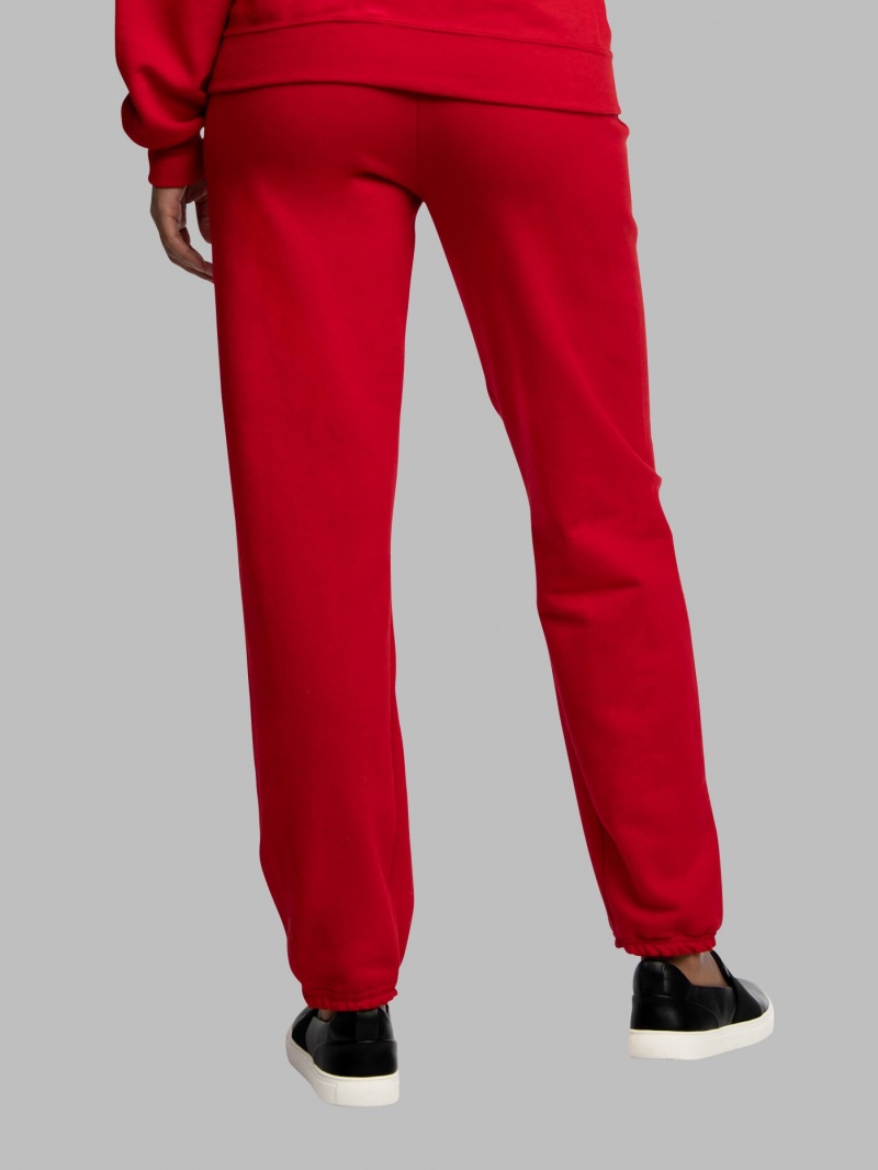 Red Fruit Of The Loom EverSoft® Fleece Elastic Bottom, Extended Sizes Men's Sweatpants | OPS092156