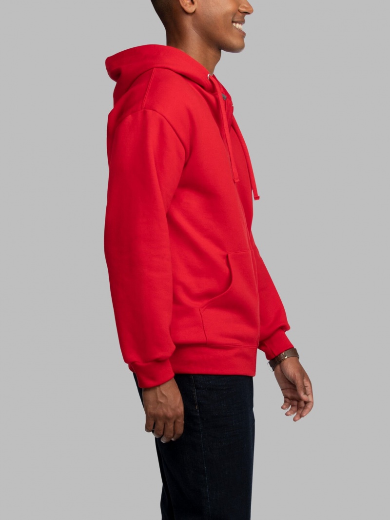 Red Fruit Of The Loom EverSoft® Fleece Full Zip, Extended Sizes Men's Hoodie | RMA728430