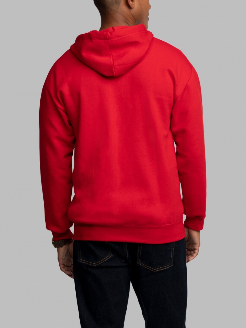 Red Fruit Of The Loom EverSoft® Fleece Full Zip Men's Hoodie | BMN572360