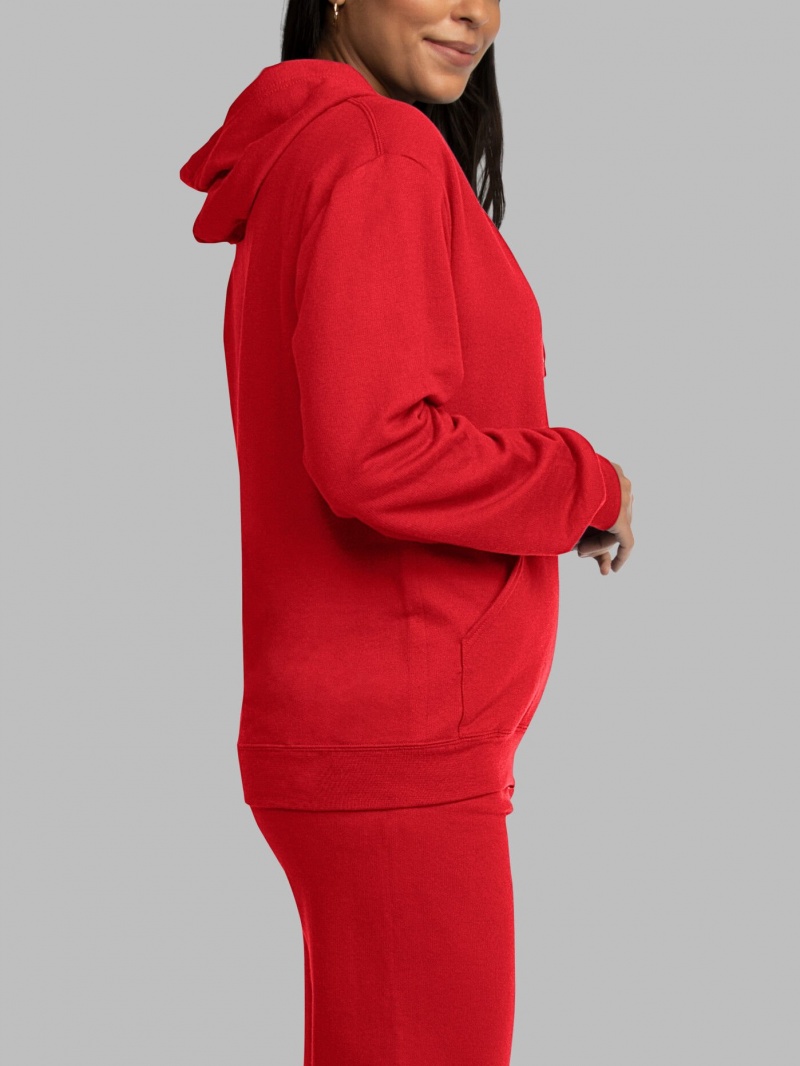 Red Fruit Of The Loom EverSoft® Fleece Full Zip Women's Hoodie | VTC547986