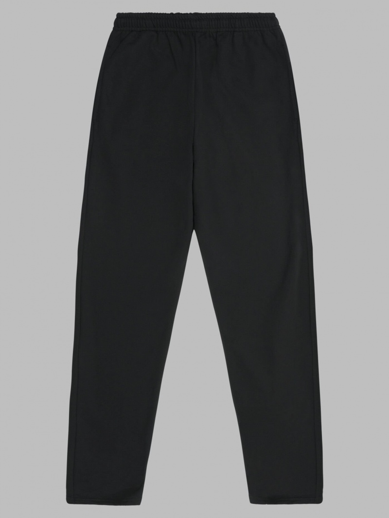 Rich Black Fruit Of The Loom Eversoft® Fleece Open Bottom Men's Sweatpants | NBE536194