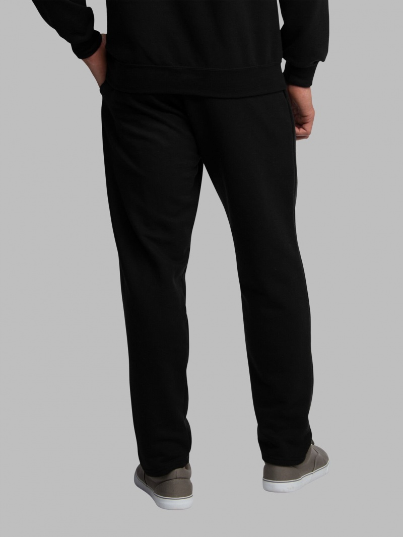 Rich Black Fruit Of The Loom Eversoft® Open Bottom Men's Sweatpants | OBH371586